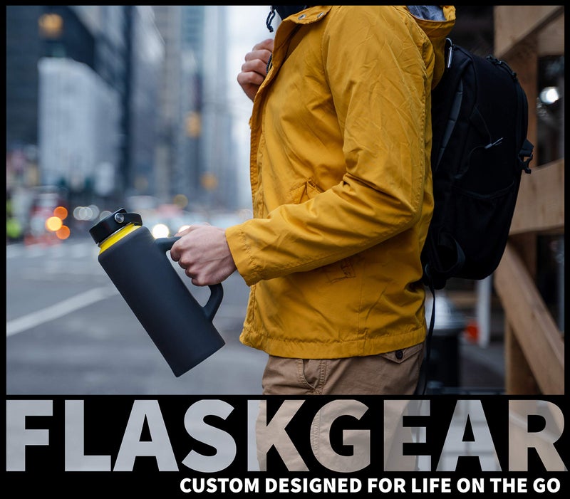 FLASKGEAR Grab & Go Handle Silicone Sleeve Cover Compatible with Hydro Flask, ThermoFlask, Takeya, Simple Modern & Other 40oz Insulated Water Bottles (Dark Grey, 40oz) - Image 4